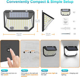Solar Dual-Sensor Outdoor Motion Lights, 6500K Waterproof Fence Lights with 122 LEDs, 300° Wide Angle Solar Step Lights for Garden, Door, Yard, Garage – 2 Pack